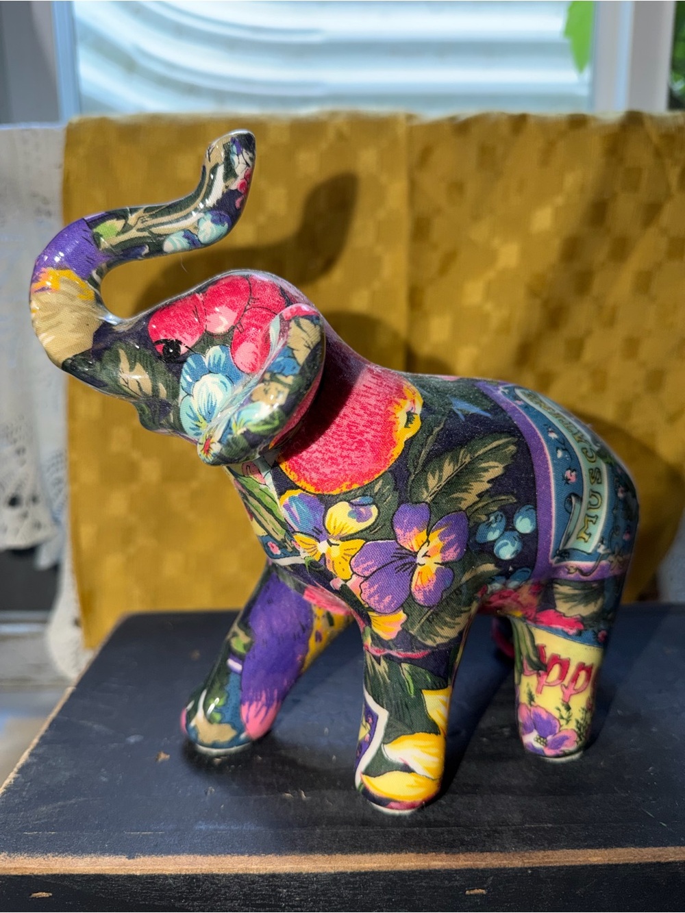 Floral Pattern Decorative Elephant - Picture 2 of 3